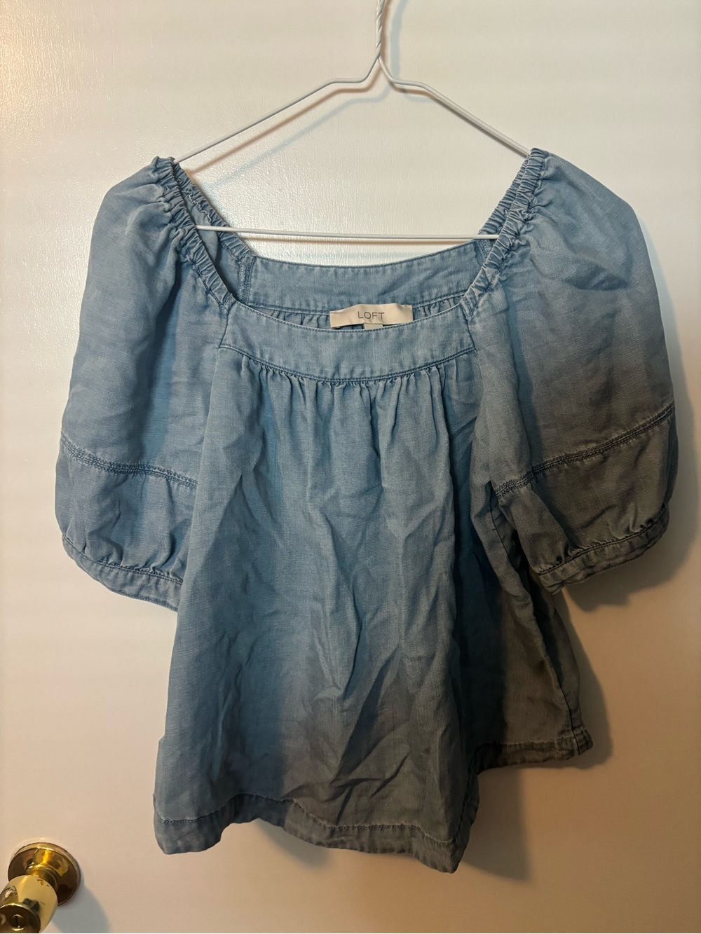 Elevated Boho Romantic Flirty LOFT Linen Blend Off-Shoulder Peasant Top XS